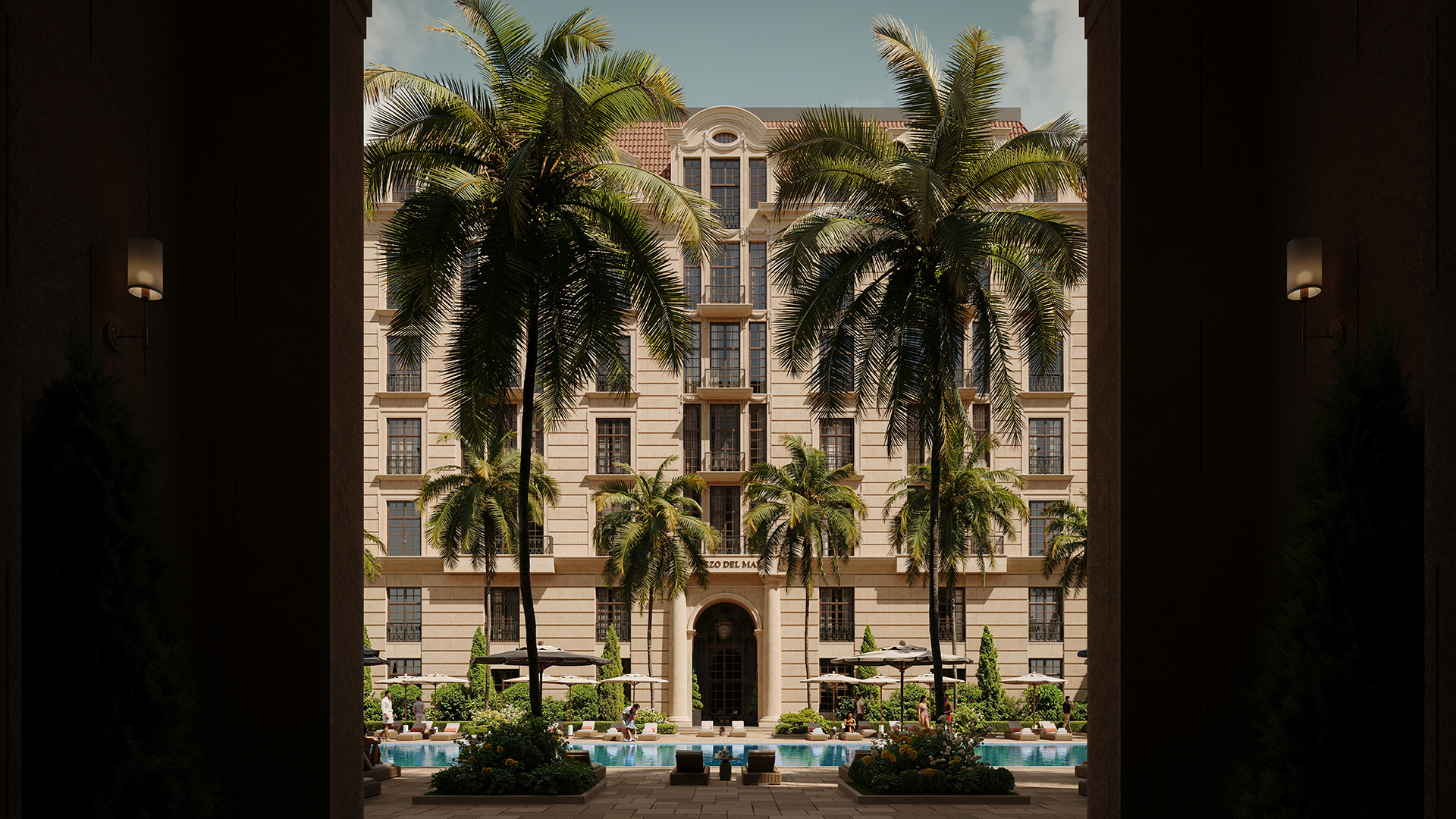 Palazzo del Mare resort pool and building